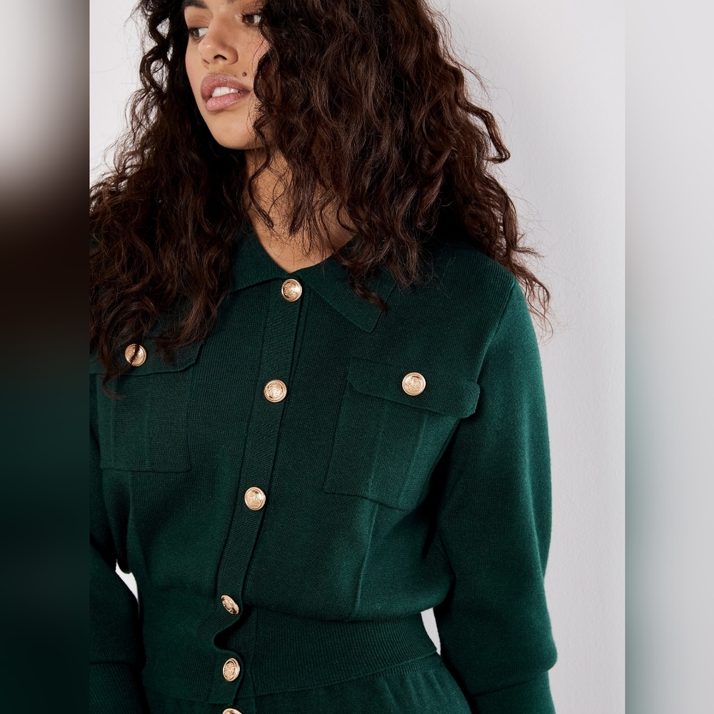 Gold Button Knit Cardigan - Picture 2 of 4
